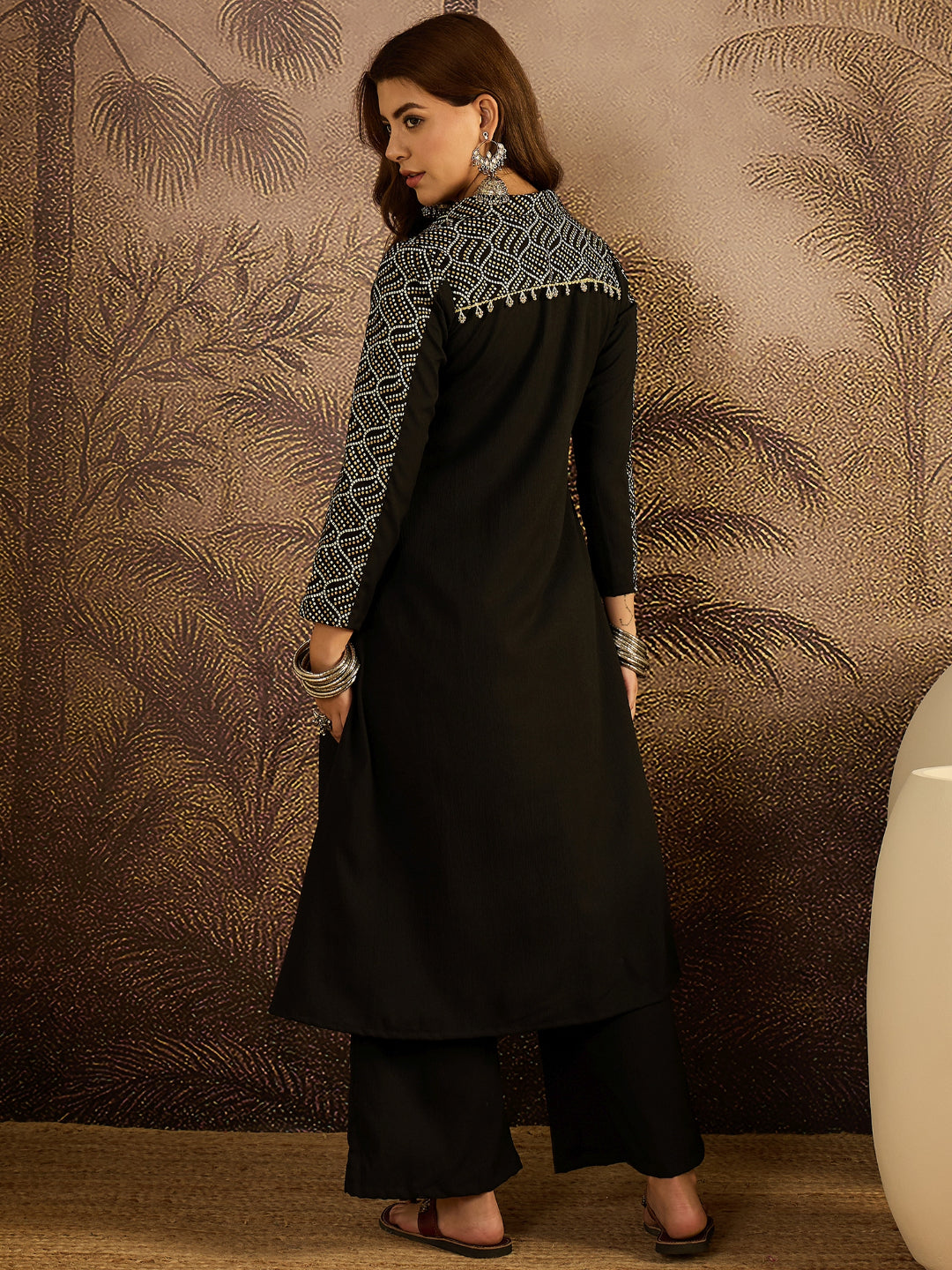 Solid Crepe A-Line Kurta Pant Set