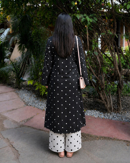 Polka Dots Printed Rayon A-Line Kurta With Palazzo