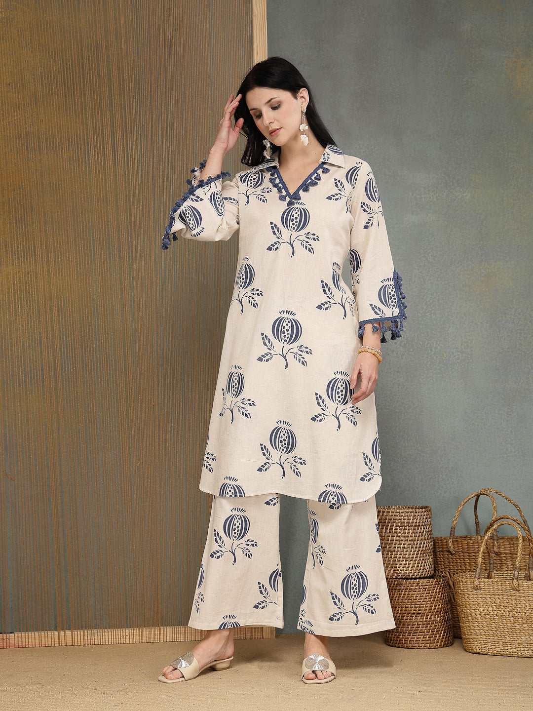 Printed Cotton Straight Kurta Pant Set