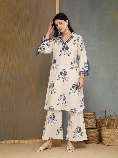 Printed Cotton Straight Kurta Pant Set