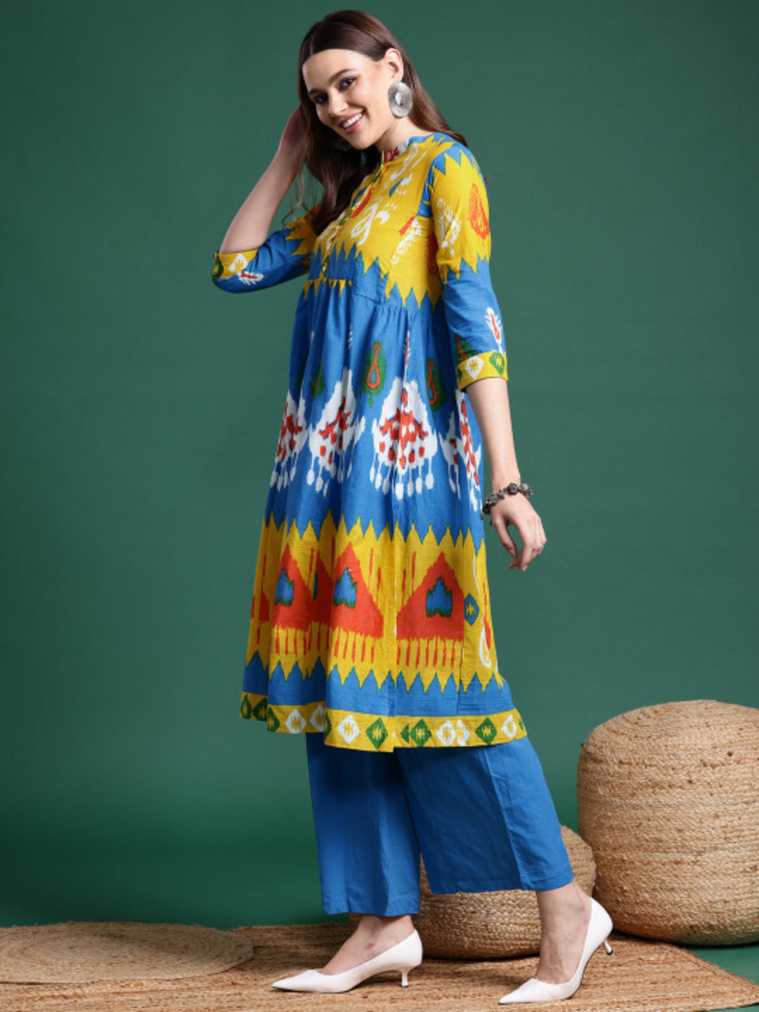 Printed Cotton A-Line Kurta Palazzo Set