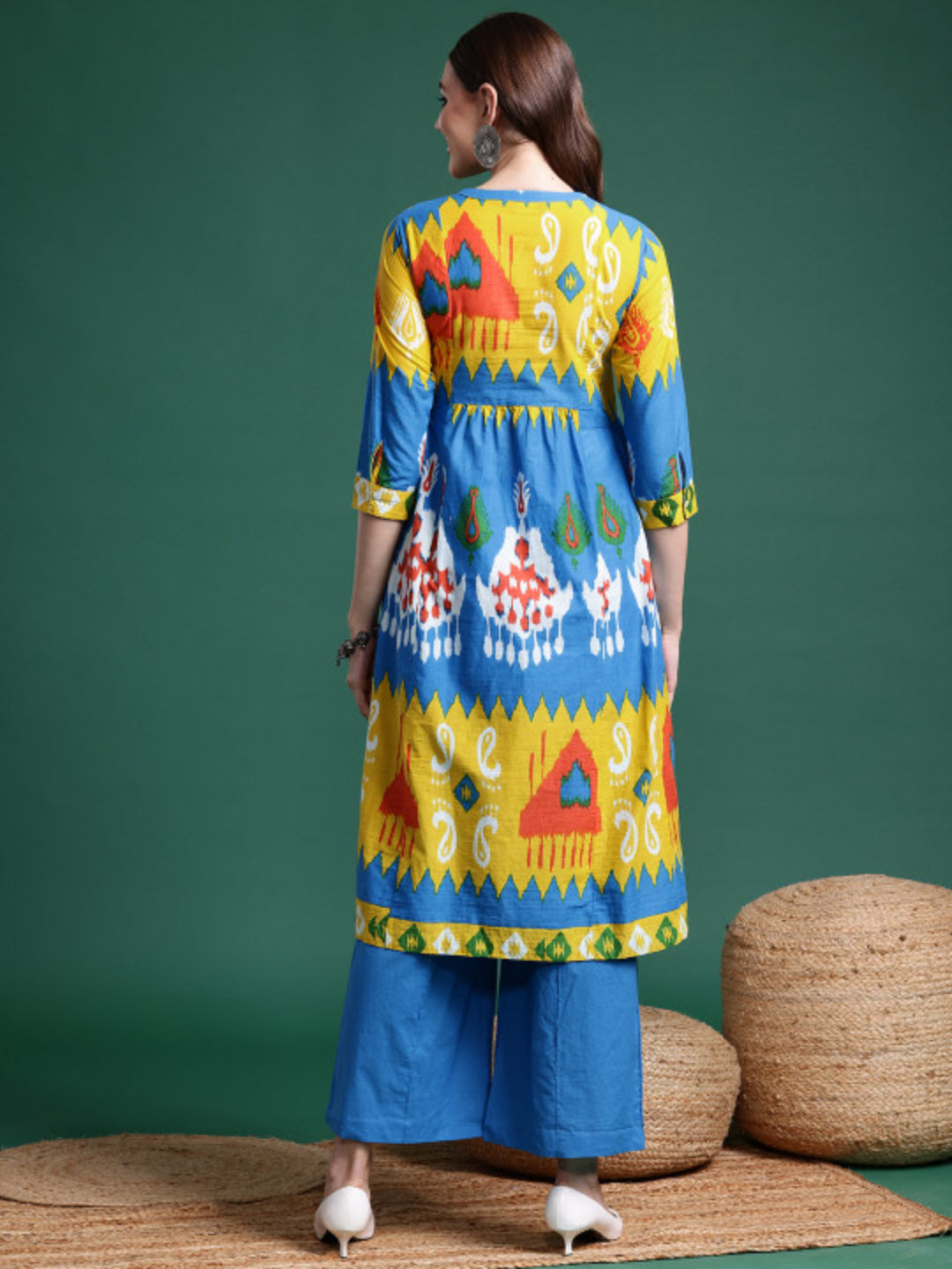 Printed Cotton A-Line Kurta Palazzo Set