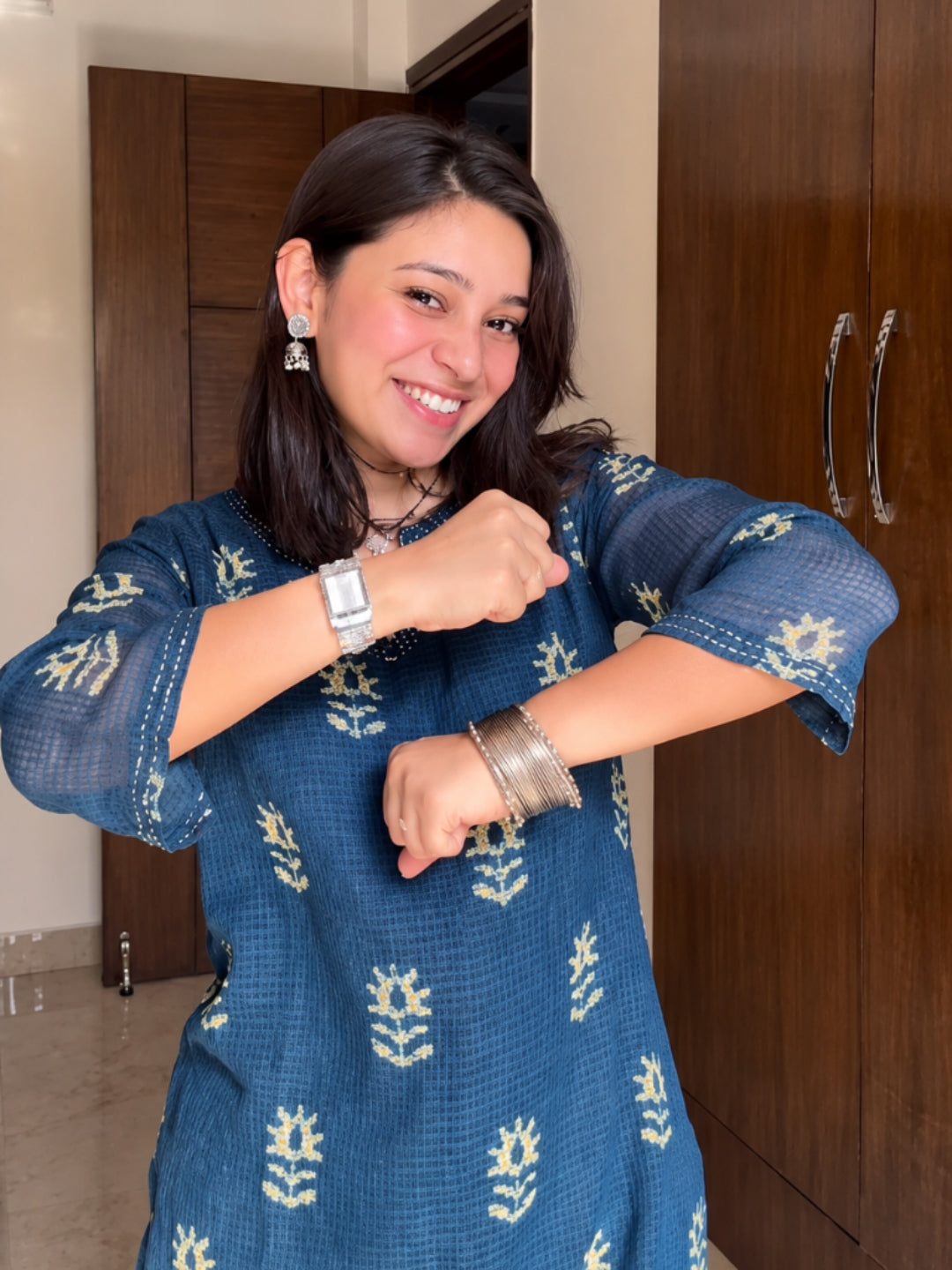 Ethnic Motifs Printed Cotton Blend Straight Kurta Pant Set