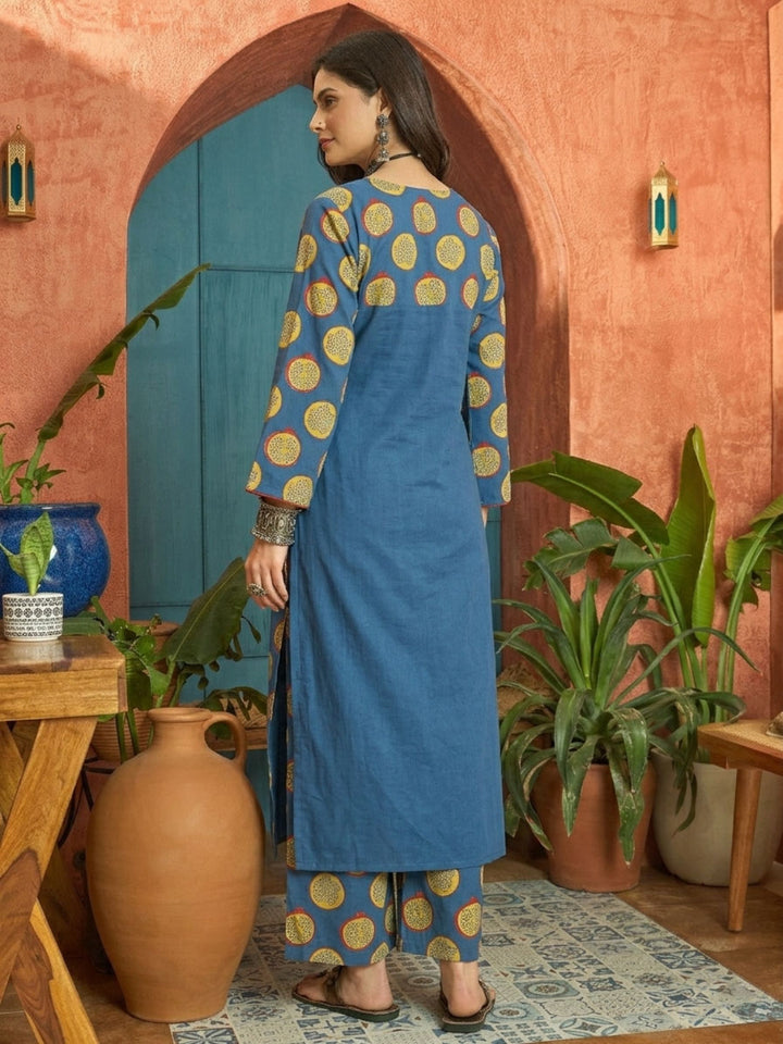 Printed Cotton Straight Kurta Palazzo Set