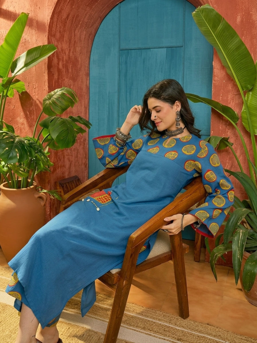 Printed Cotton Straight Kurta Palazzo Set