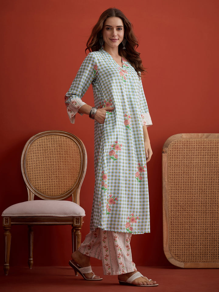 Floral Printed Rayon A-Line Kurta Palazzo Set