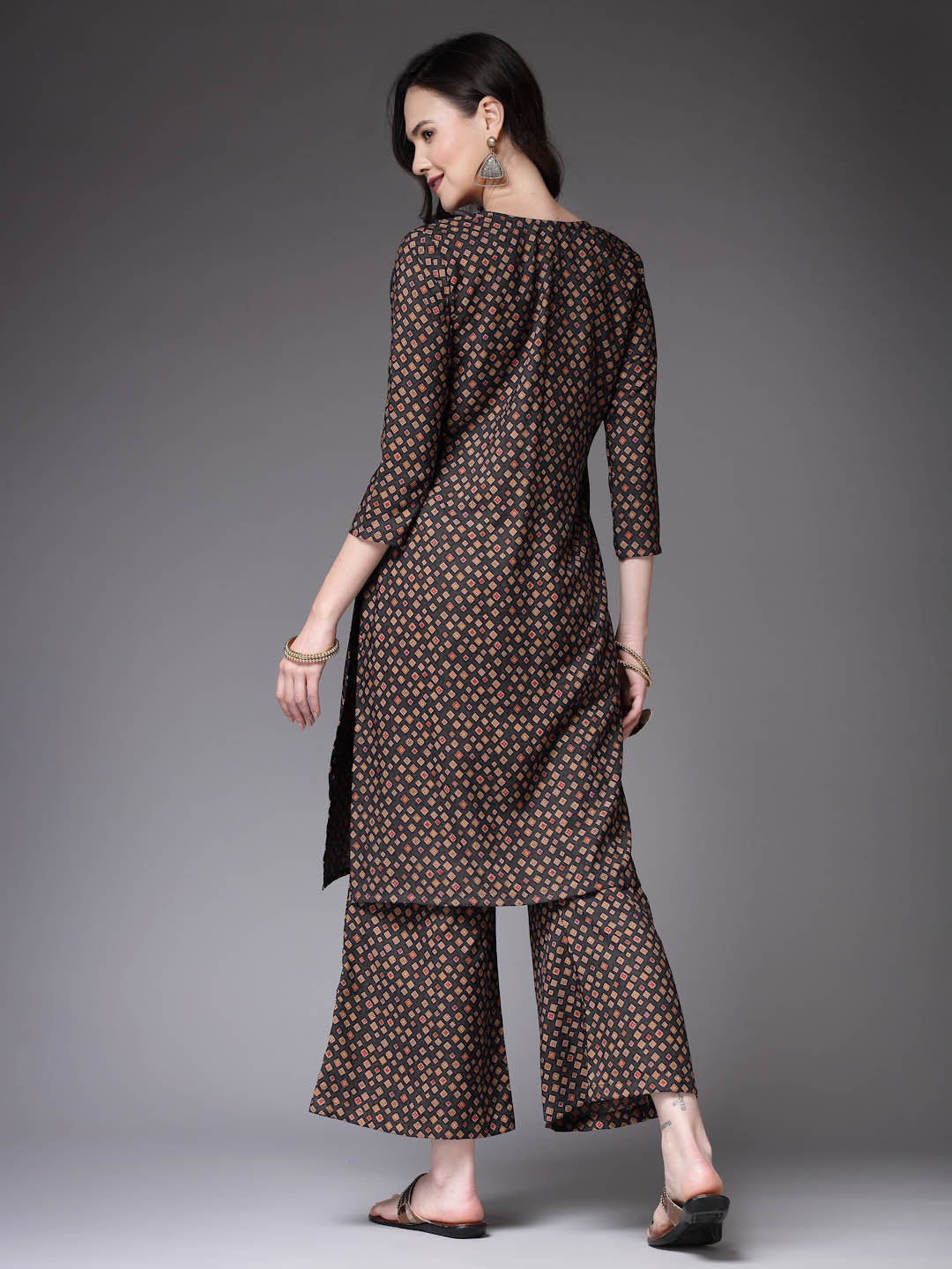 Printed Poly Crepe Straight Kurta Palazzo Set (Pre-Order)