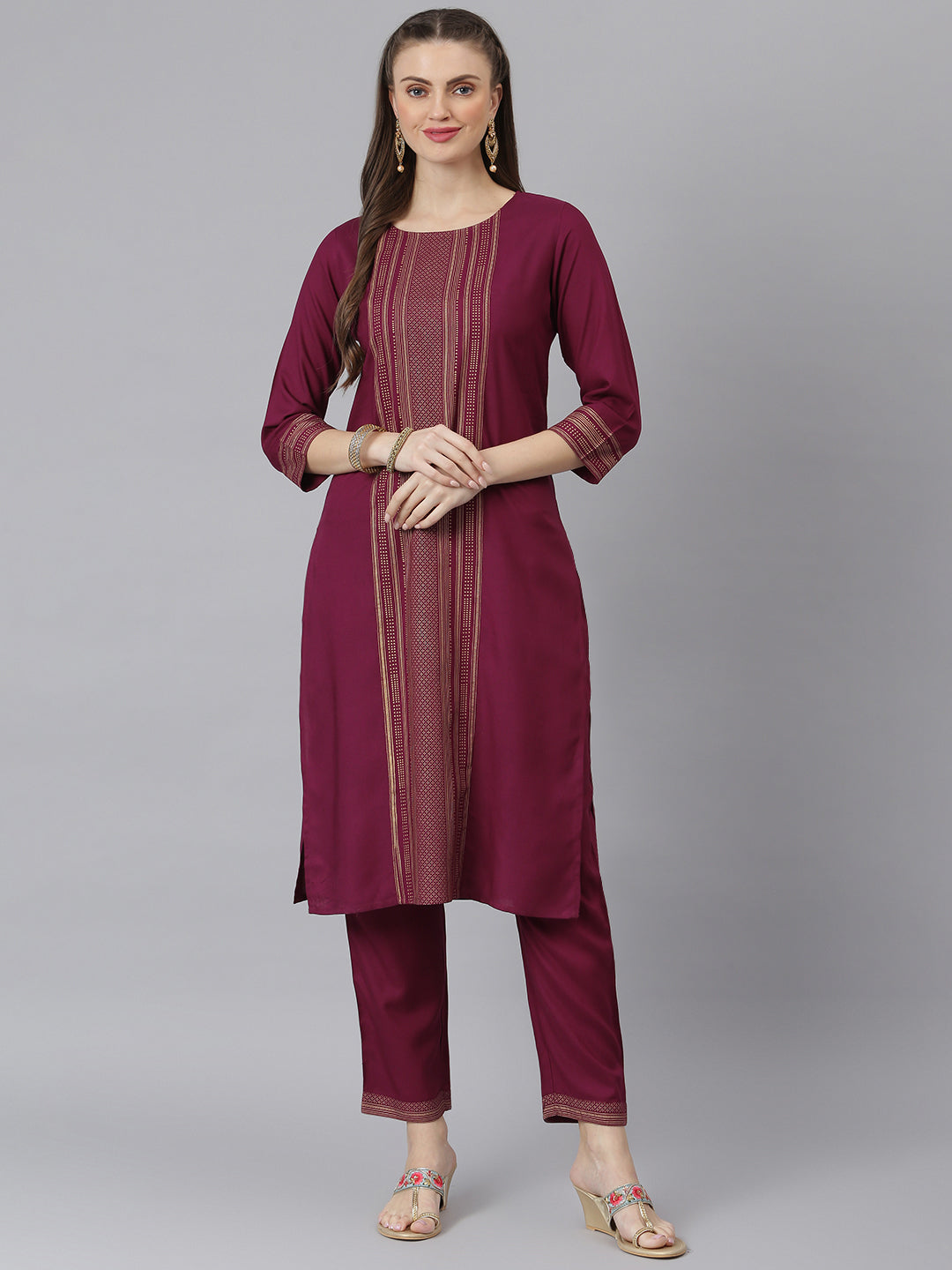 Women Striped Print Rayon Straight Kurta Pant Set (Pre-Order)