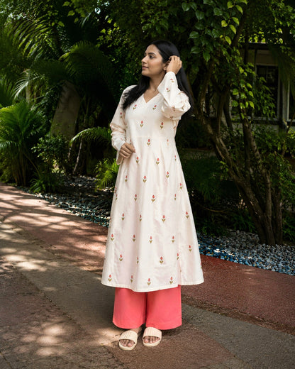 Floral Printed Rayon A-Line Kurta With Palazzo