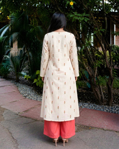 Floral Printed Rayon A-Line Kurta With Palazzo
