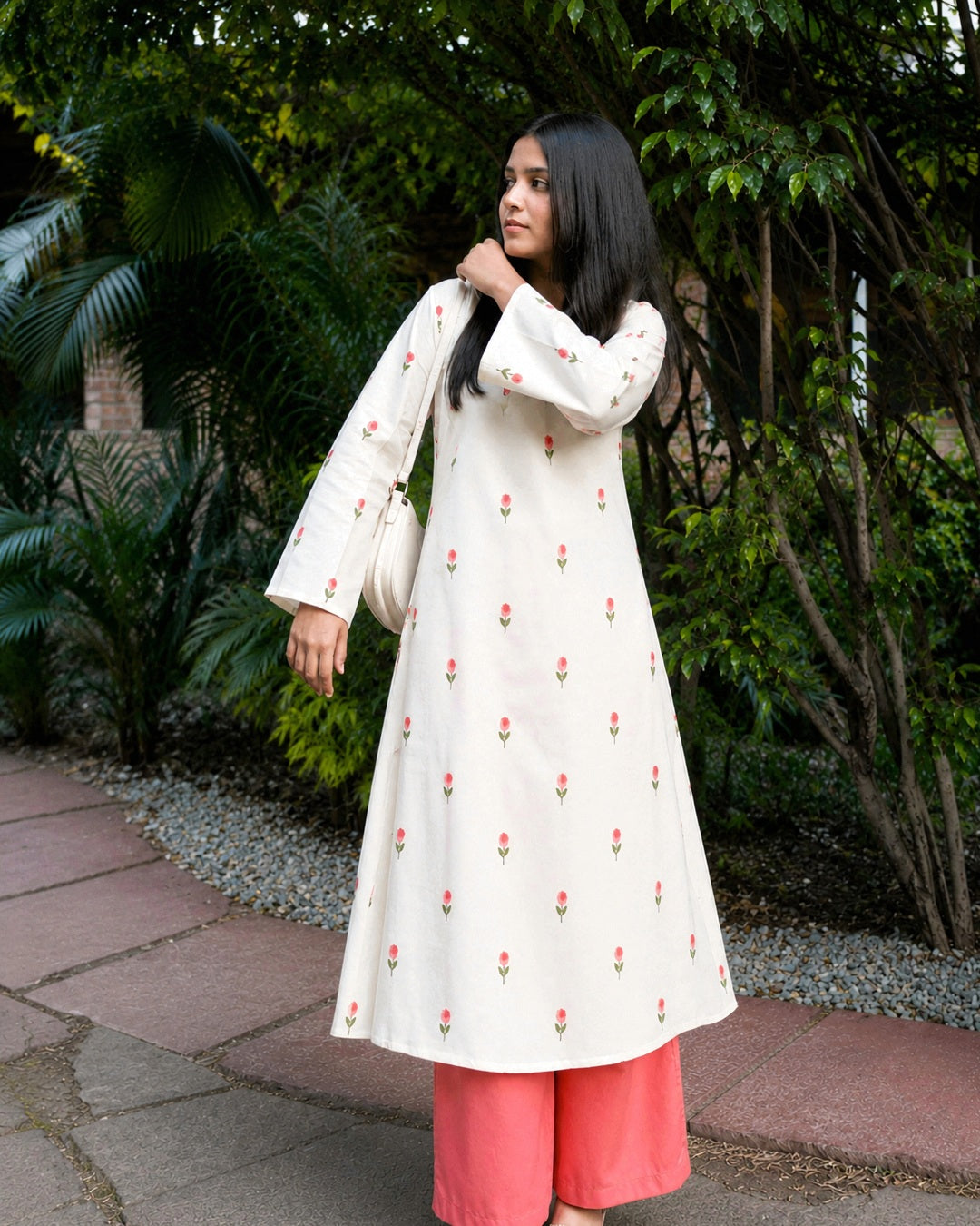 Floral Printed Rayon A-Line Kurta With Palazzo