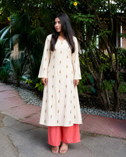 Floral Printed Rayon A-Line Kurta With Palazzo