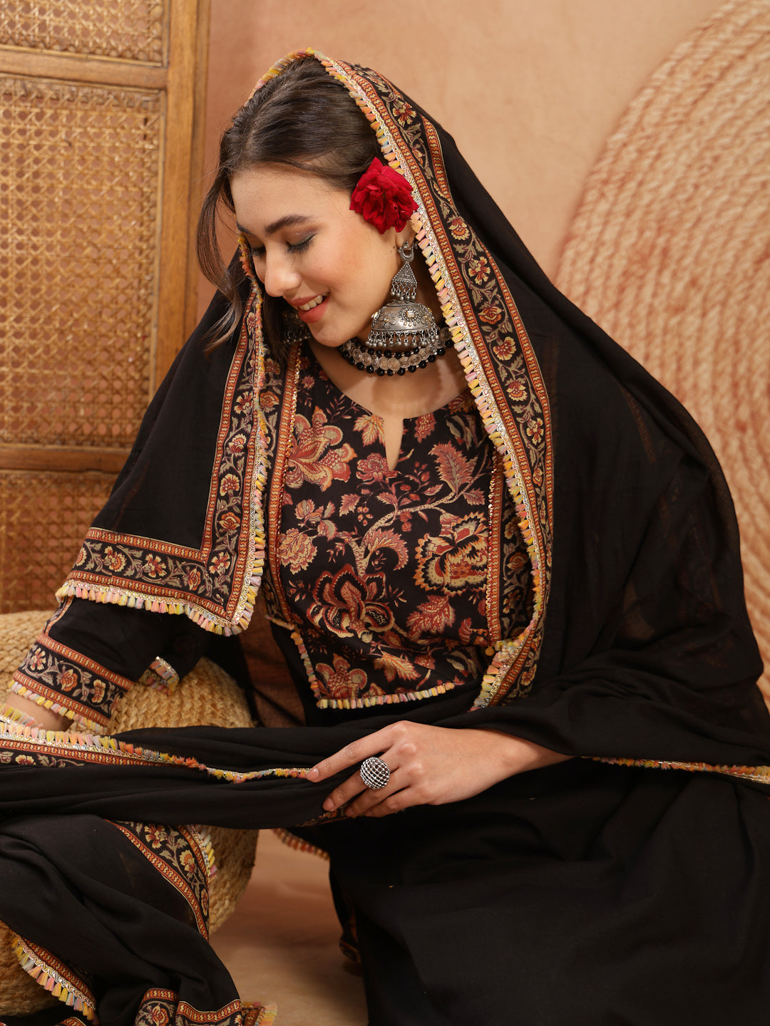 Solid Cotton Straight Kurta Pant Dupatta Set