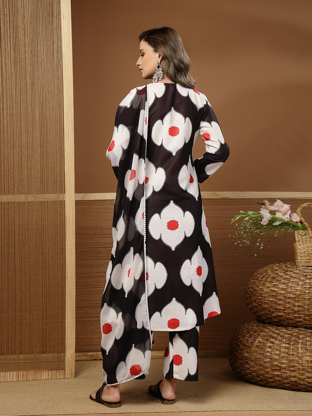 Floral Printed Rayon A-Line Kurta Pant Dupatta Set