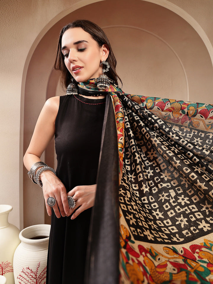 Solid Rayon Flared Kurta Palazzo Dupatta Set