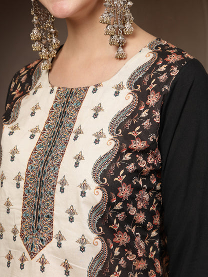 Ethnic Printed Cotton Straight Kurta Pant Dupatta Set