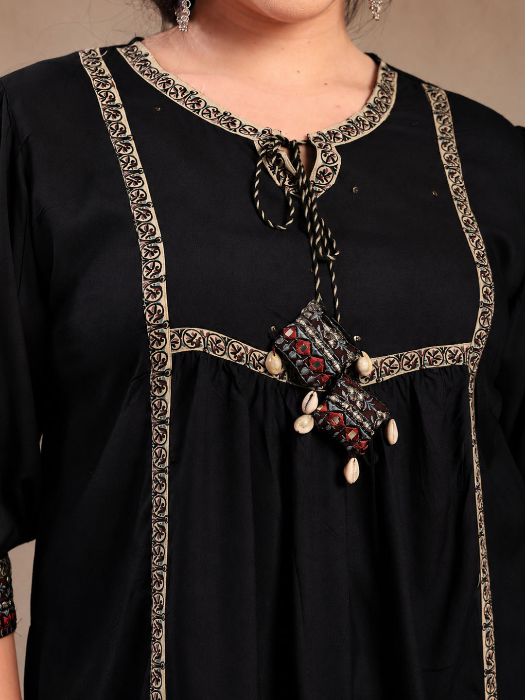 Size Black Solid Rayon A-Line Kurta Pant Dupatta Set