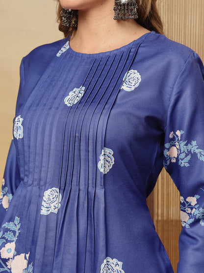 Floral Printed Rayon A-Line Kurta Pant Dupatta Set