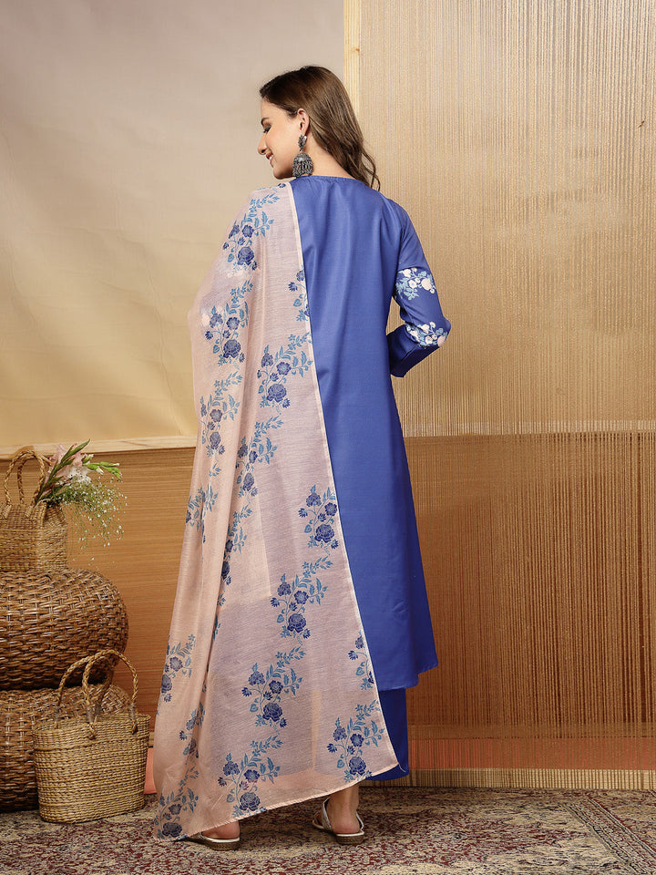 Floral Printed Rayon A-Line Kurta Pant Dupatta Set