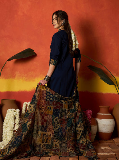 Solid Cotton Straight Kurta Pant Dupatta Set