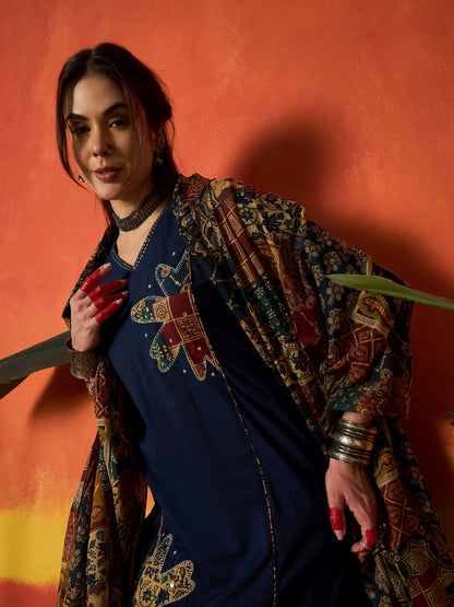 Solid Cotton Straight Kurta Pant Dupatta Set