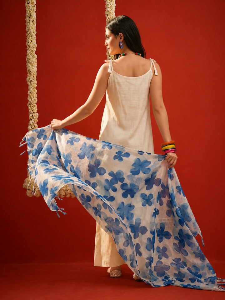 Solid &amp; Embroidered Polyester Straight Kurta Pant Dupatta Set