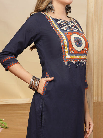 Solid Cotton Straight Kurta Pant Dupatta Set