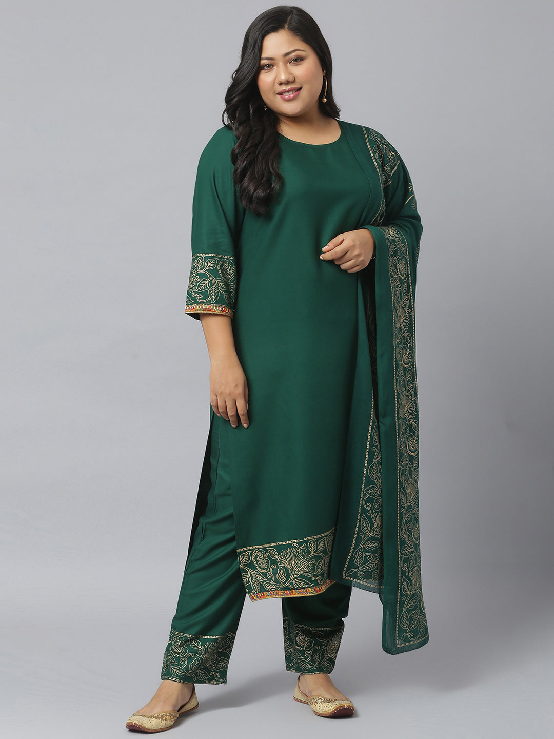 Women Block Print Rayon Straight Kurta Pant Dupatta Set (Pre-Order)