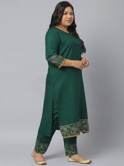 Women Block Print Rayon Straight Kurta Pant Dupatta Set (Pre-Order)