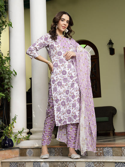 Stylum lavender cotton printed kurta – wholesale supplier
