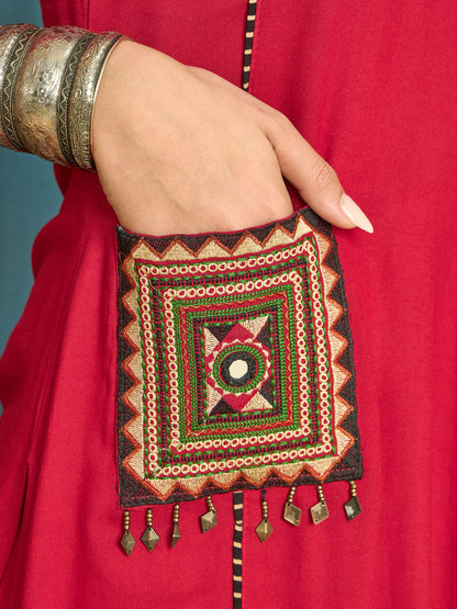 Solid Rayon Straight Kurta Palazzo Dupatta Set