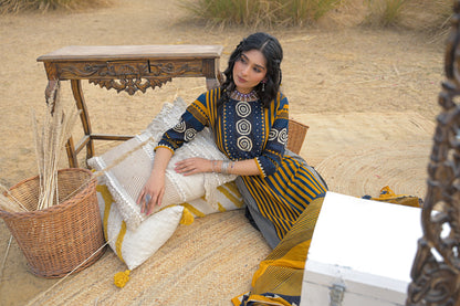 Striped Printed Cotton Straight Kurta Pant Dupatta Set