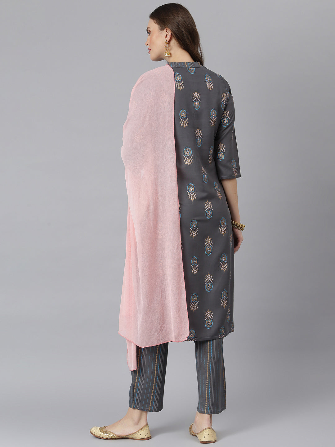Women Floral Print Rayon Straight Kurta Pant Dupatta Set (Pre-Order)