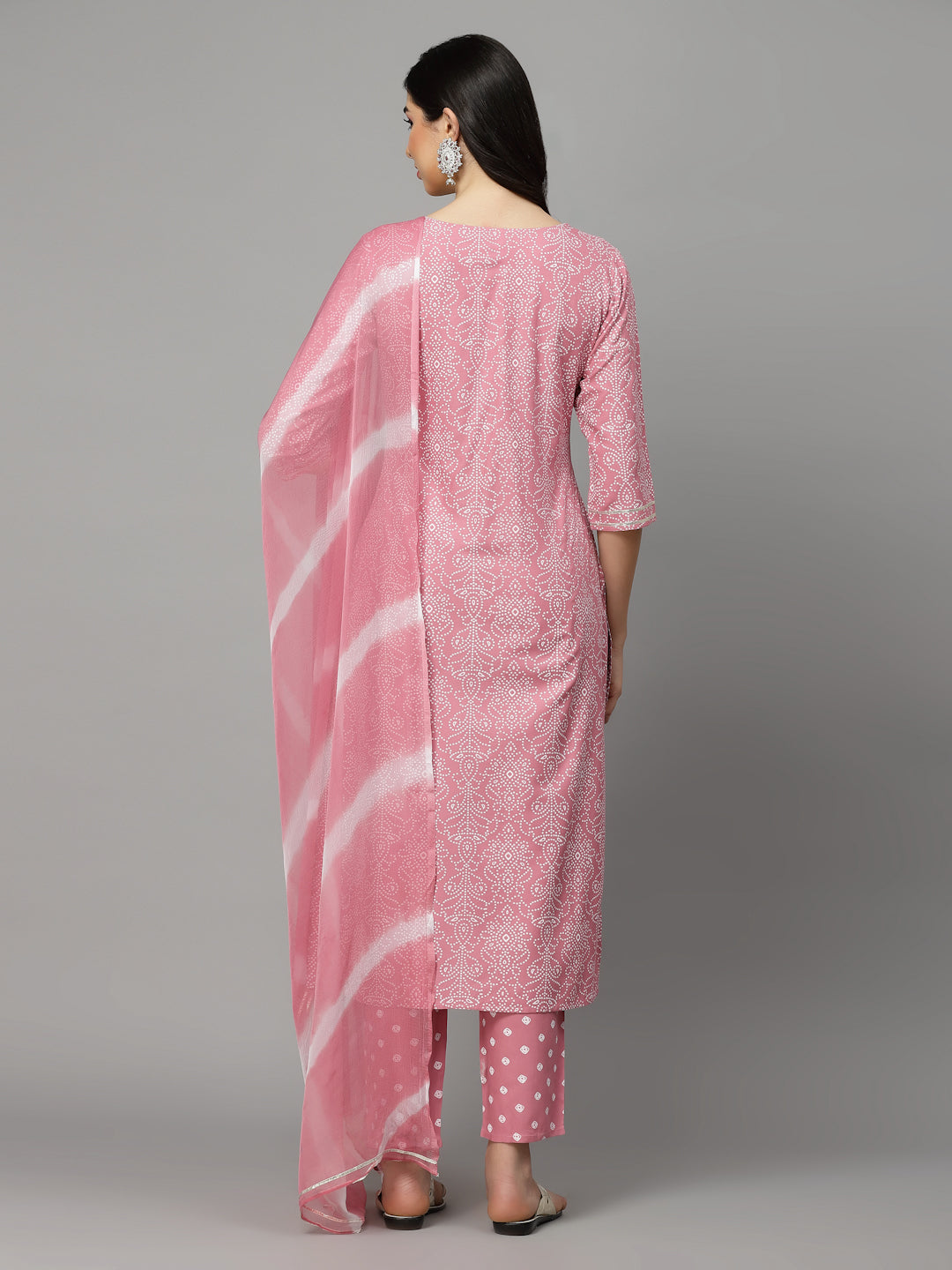 Bandhej Printed Rayon Kurta Pant Dupatta Set (Pre-Order)