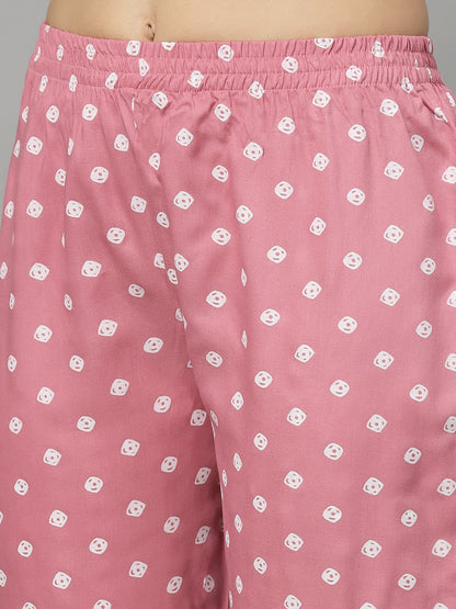 Bandhej Printed Rayon Kurta Pant Dupatta Set (Pre-Order)