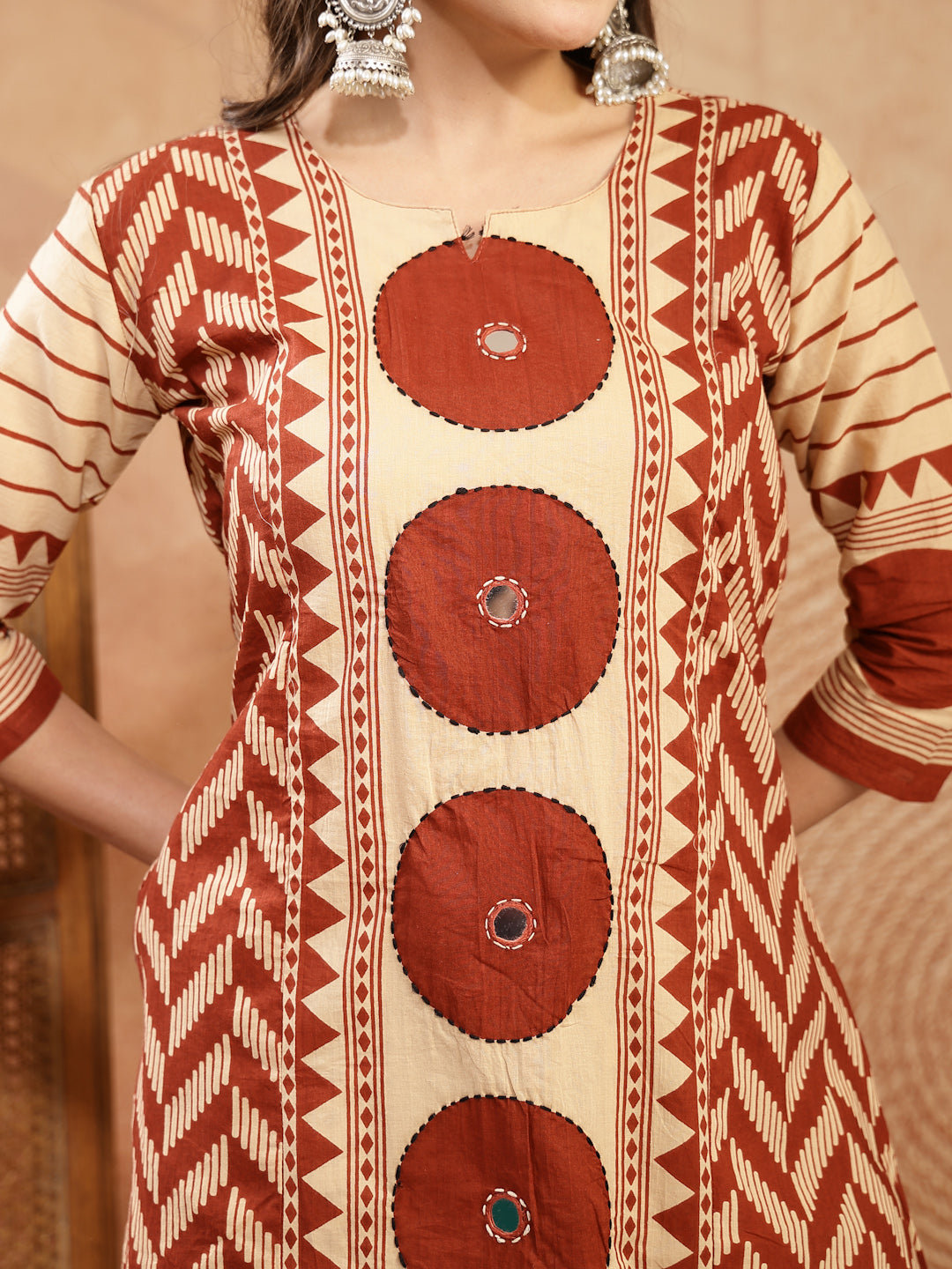 Printed Cotton A-Line Kurta Palazzo Dupatta Set