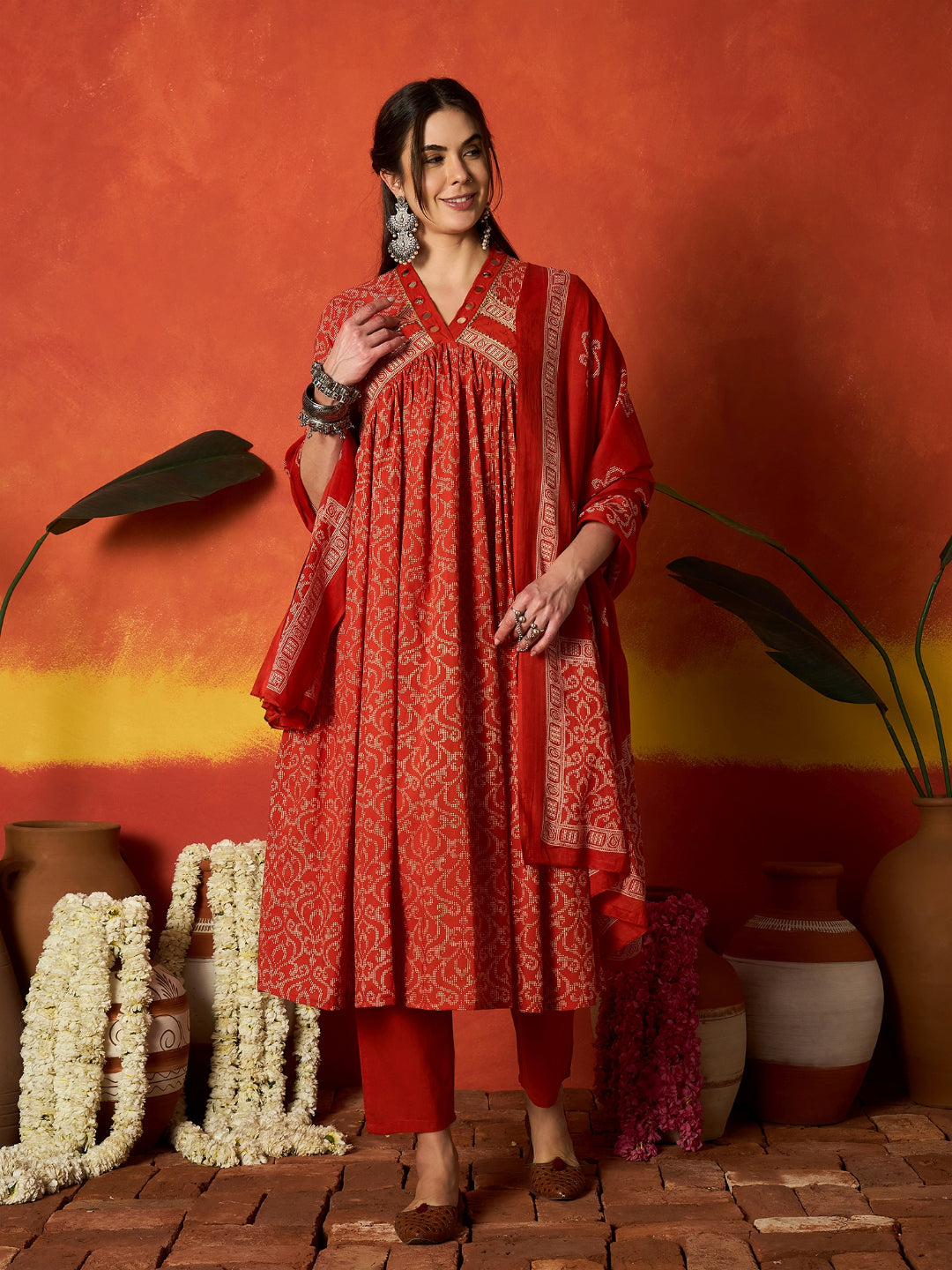 Printed Cotton Alia Kurta Pant Dupatta Set