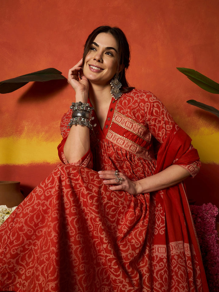 Printed Cotton Alia Kurta Pant Dupatta Set
