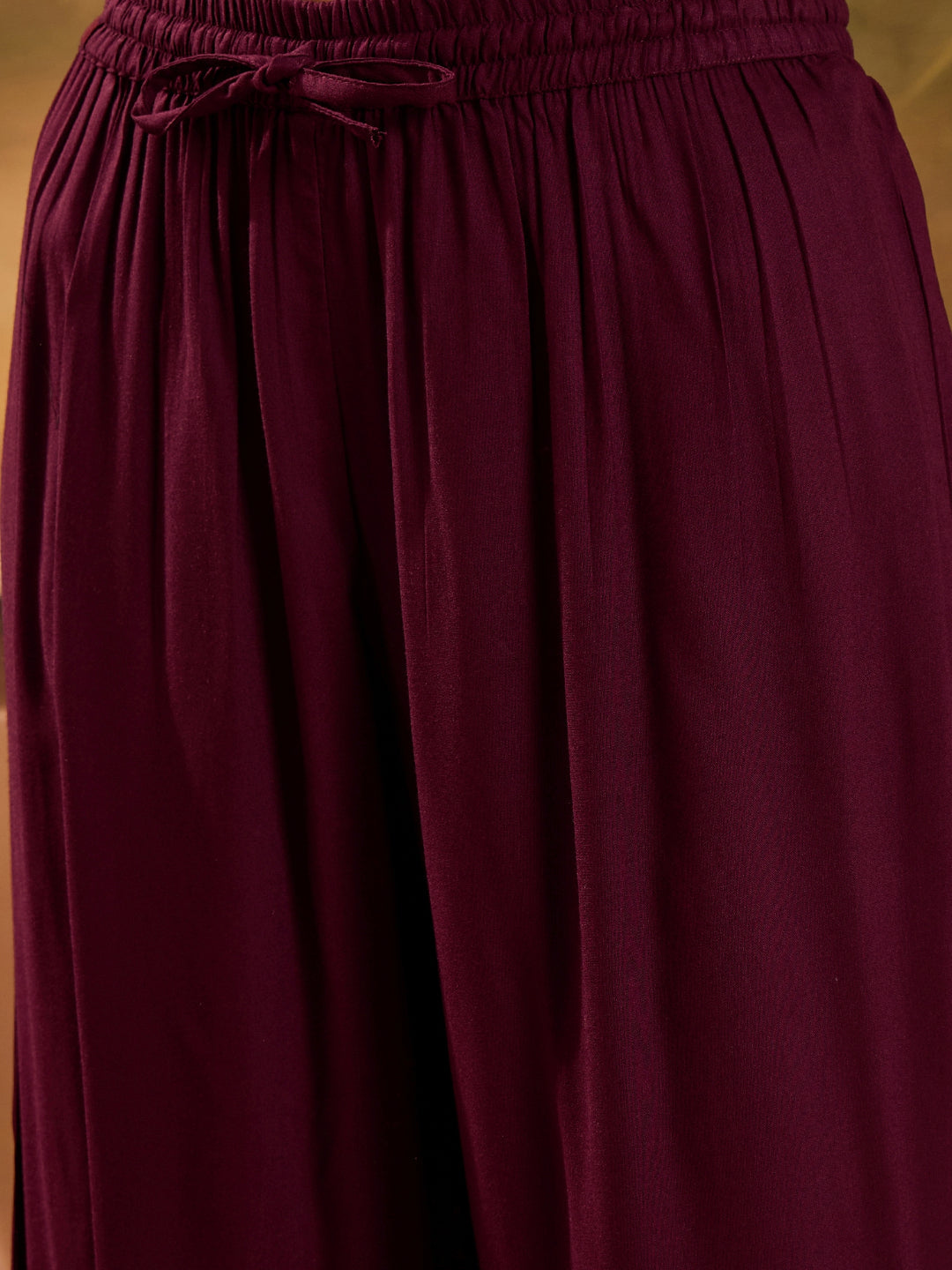 Solid & Embroidered Rayon A-Line Kurta Palazzo Dupatta Set