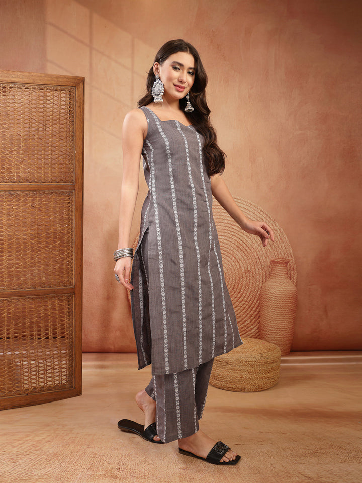 Woven Printed Cotton Straight Kurta Pant Set