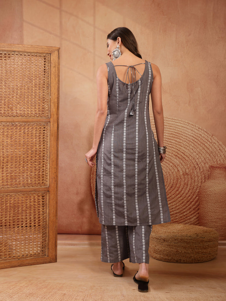 Woven Printed Cotton Straight Kurta Pant Set