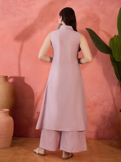 Solid Cotton Blend Kurta Palazzo Set