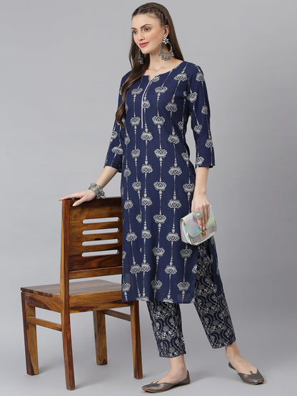 Women Floral Print Rayon Straight Kurta Pant Set (Pre-Order)