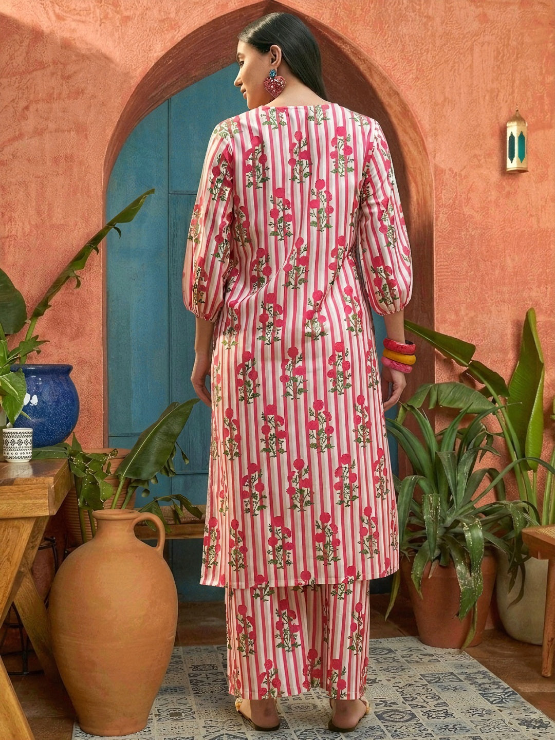 Floral Printed Rayon Straight Kurta Palazzo Set