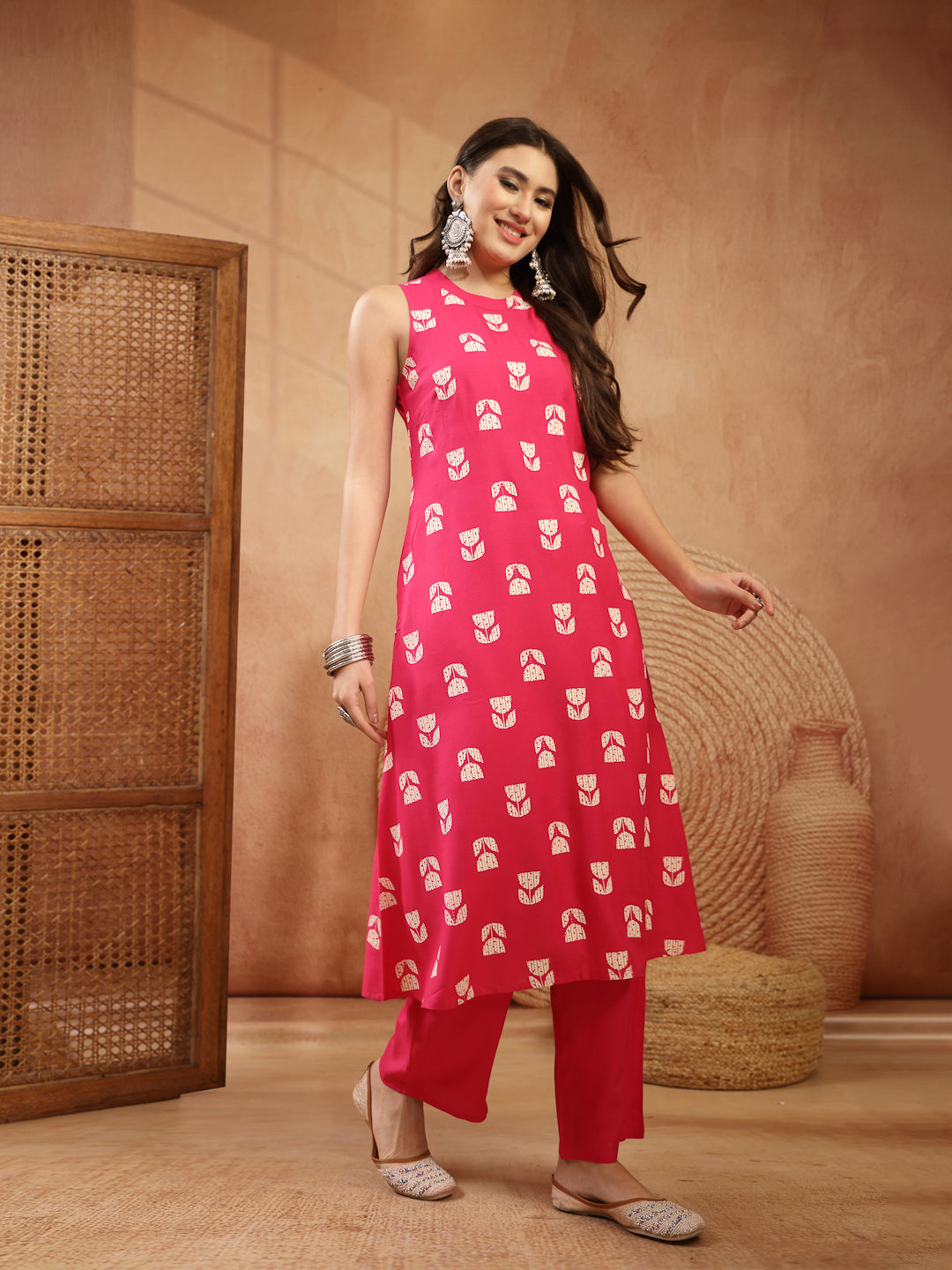 Floral Printed Rayon A-Line Kurta Pant Set