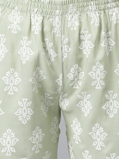 Women Floral Print Rayon Straight Kurta Pant Set (Pre-Order)