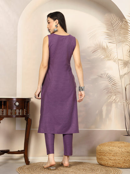 Embroidered Cotton Blend Straight Kurta Pant Set (Pre-Order)