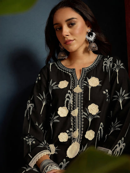 Palm Tree Printed Pure Cotton A-Line Short Kurti With Farshi Farshi Salwar Set
