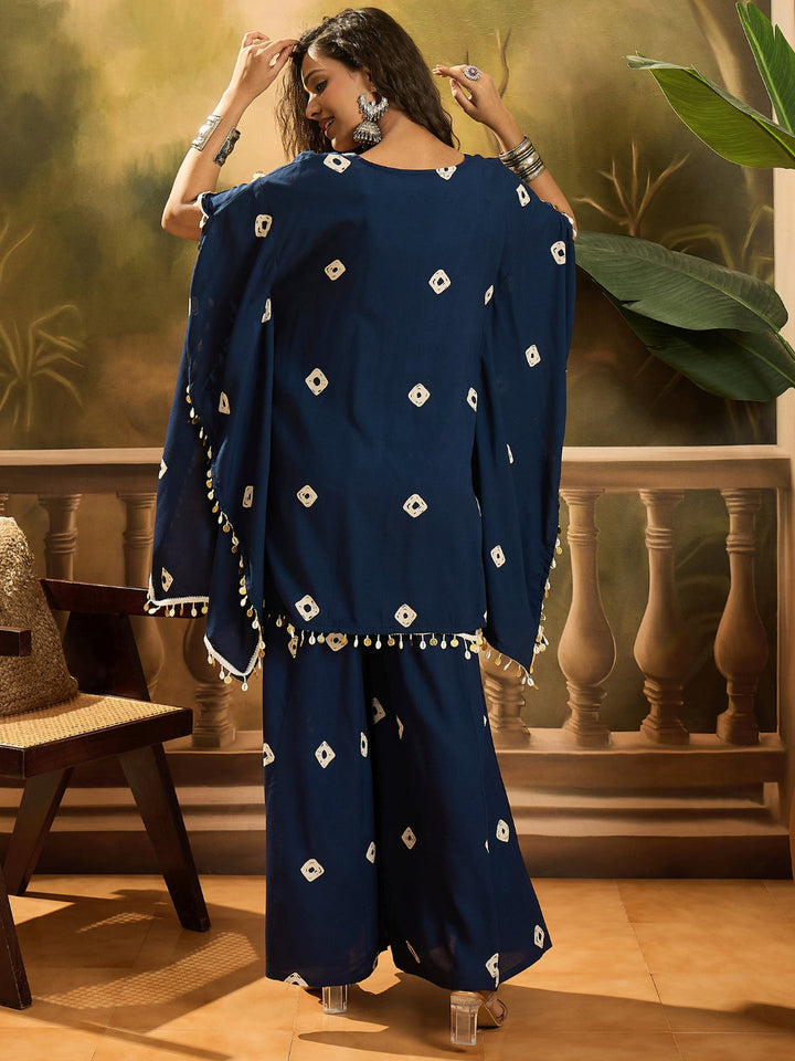 Bandhej Printed Rayon Kaftan Tube Top Sharara Set