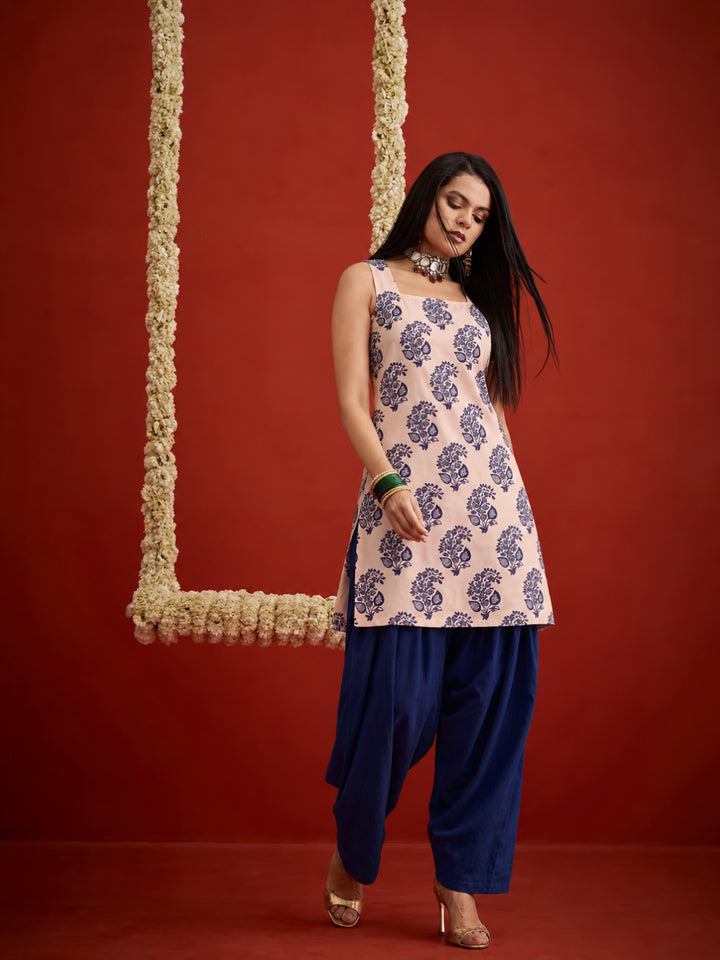 Printed Rayon Short Kurti With Farshi Salwar Set